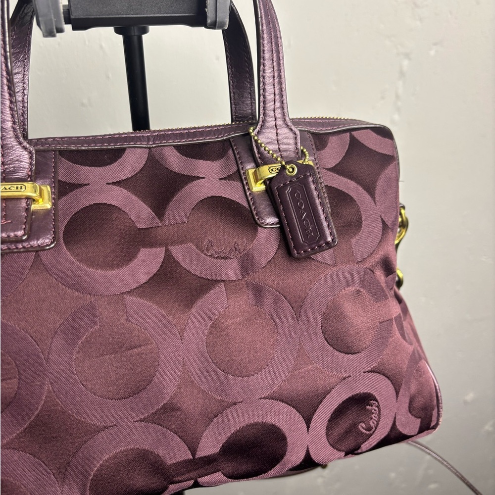 Coach Op Art Bag in Deep Plum - Picture 2 of 5